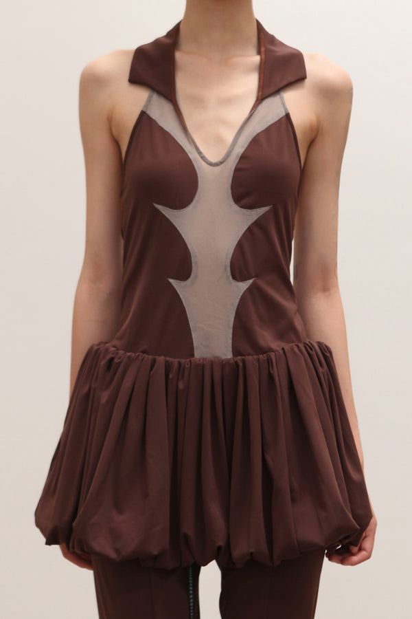 RUI built 25 autumn and winter sports splicing puffy dress RUI-RAW25WV06-Chocolate